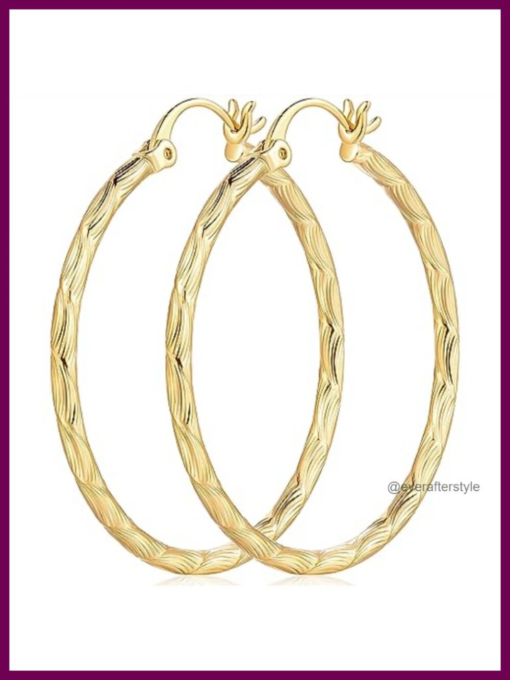 14K Gold Plated Large Hoop Earrings for Women Hypoallergenic Clip Top Latch Back